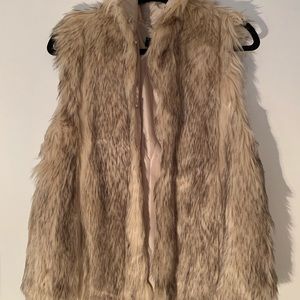 Topshop oversized faux fur vest light brown